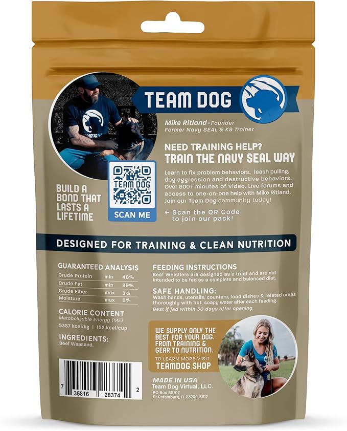 Beef Trachea Dog Chews | Single Ingredient Dog Treat | 100% Freeze Dried Beef Gullet Sticks for Dogs | Supports Healthy Teeth & Gums | All Natural Esophagus Dog Treats Made in USA | 3 Per Bag