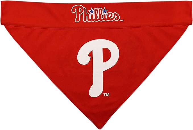 Pets First MLB Philadelphia Phillies Reversible Bandana Size XX-Large for Dogs & Cats. 2 Sided Sports Bandana,Premium Embroidery Team Logo, All MLB Teams Available