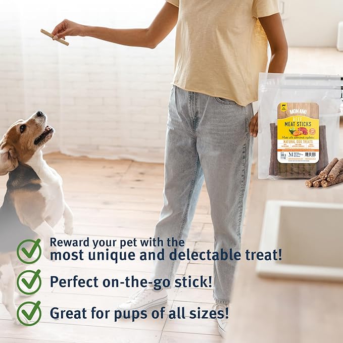 Mon Ami Beef Meat Sticks for Dogs with Farm Fresh Vegetables (11 Oz) – Human Grade Dog Treats with Superfoods - Training Treats for Dogs - Healthy Dog Treats for Small, Medium and Large Dogs