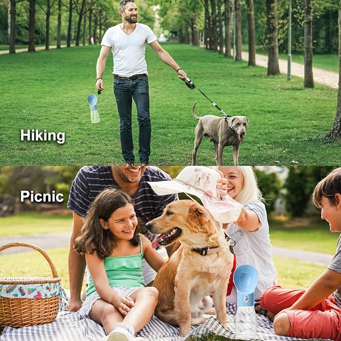 Portable Dog Water Bottle - Dishwasher Safe Material Dog Water Bottle Leak-Proof Water Dispenser for Pet Outdoor Activities Hiking Walking and Camping(Blue)