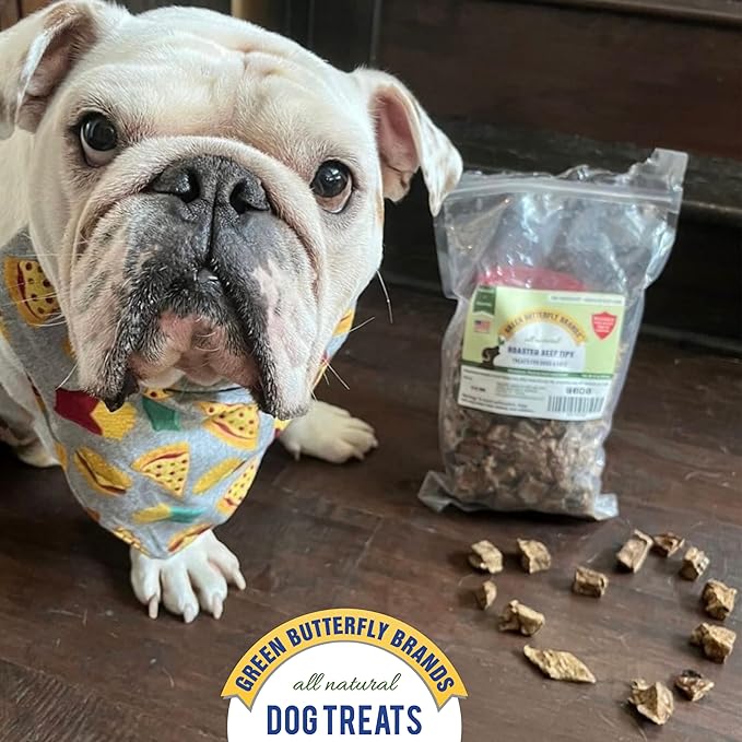 Beef Dog Treats – Made in USA Only – All Natural, Meaty Beef Tips – Premium Slow Roasted American Beef – Grass Fed, Farm Raised – Crunchy, Grain Free Training Treat, 8 Ounces