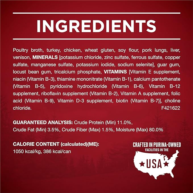 Purina ONE High Protein Wet Dog Food True Instinct Tender Cuts in Dog Food Gravy With Real Turkey and Venison -13 Oz Cans (Pack of 12)