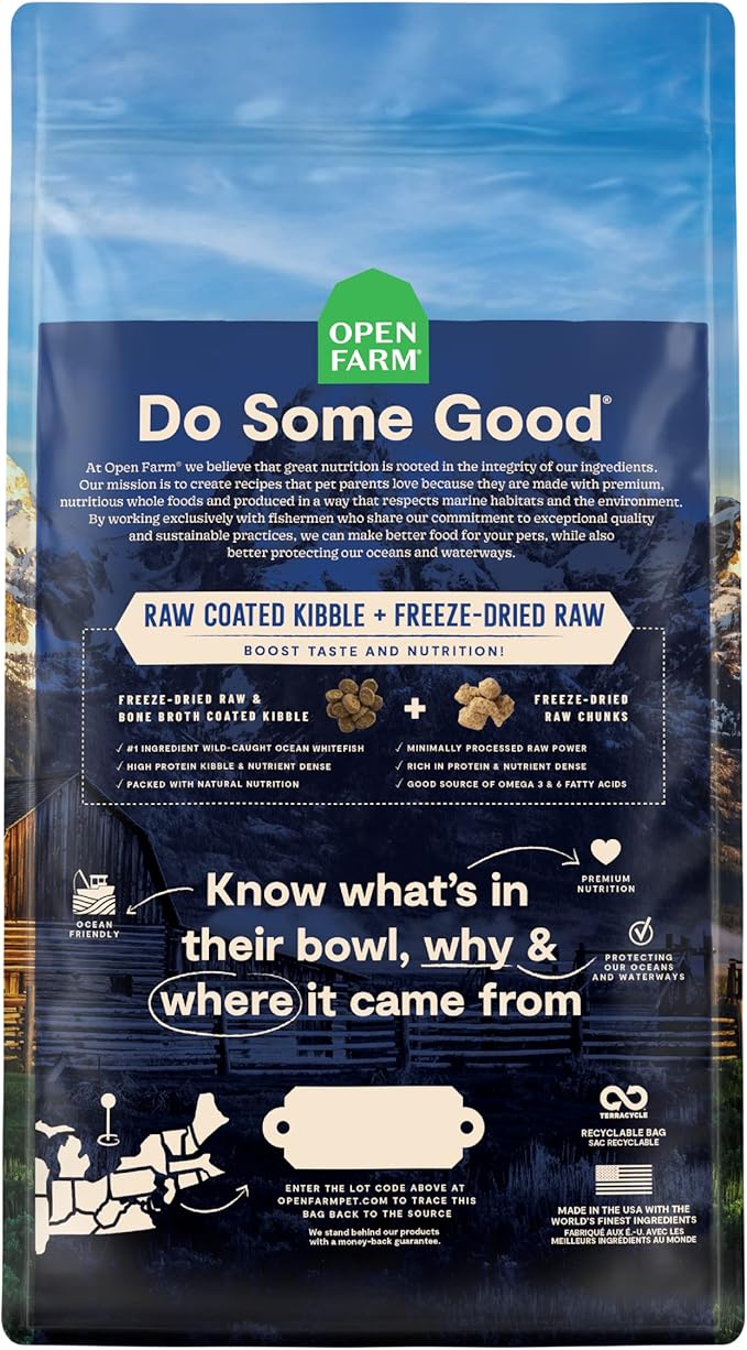 Open Farm RawMix Wild-Ocean Recipe for Cats, includes Kibble, Bone Broth, and Freeze Dried Raw, Inspired by The Wild, Humanely Raised Protein and Non-GMO Fruits and Veggies, 8 lb