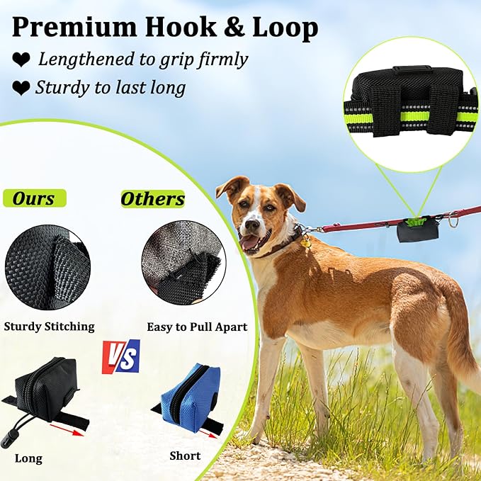 Dog Poop Bag Holder, 2 Pack Poop Bag Holder for Leash, CAKOVANO Pet Waste Bag Dispenser Dog Bag Holder Leash Attachment, Poop Bag Dispenser with Carabiner Clip with 2 Rolls of Poop Bags