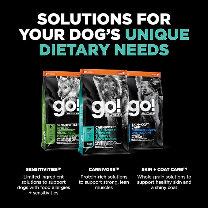 GO! SOLUTIONS Carnivore Grain Free Dog Food for Adult Dogs, 3.5 lb – Chicken, Turkey + Duck Recipe – Protein Rich Dry Dog Food – Complete + Balanced Nutrition for Adult Dogs