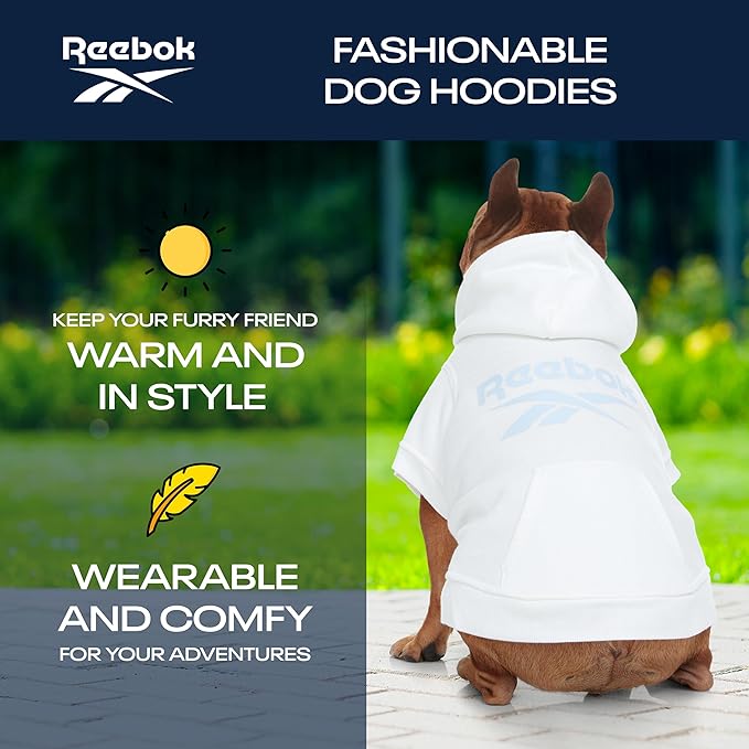 Reebok Dog Hoodie – Fleece Dog Sweater with Leash Hole, Cold Winter Dog Sweatshirt for Small Medium and Large Dogs, Premium Dog Fall Sweater Pullover Hoodie, Cozy Warm Perfect Dog Christmas Outfit