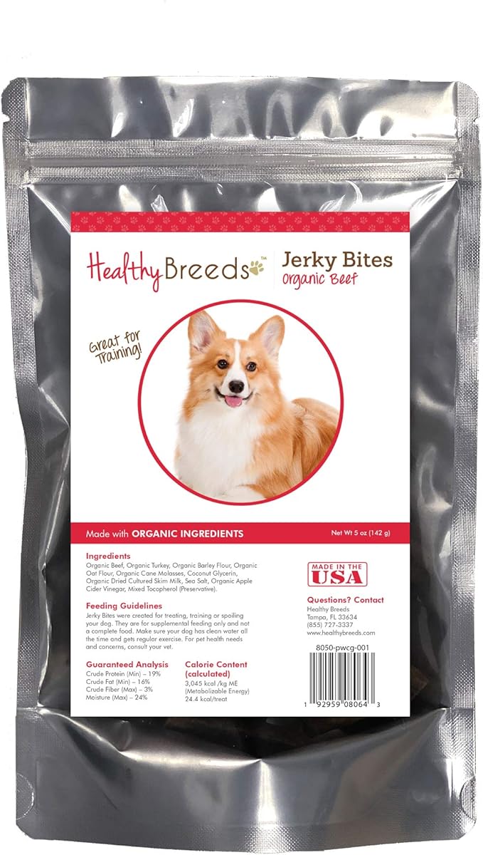 Healthy Breeds Pembroke Welsh Corgi Jerky Bites Beef Recipe Dog Treats 5 oz