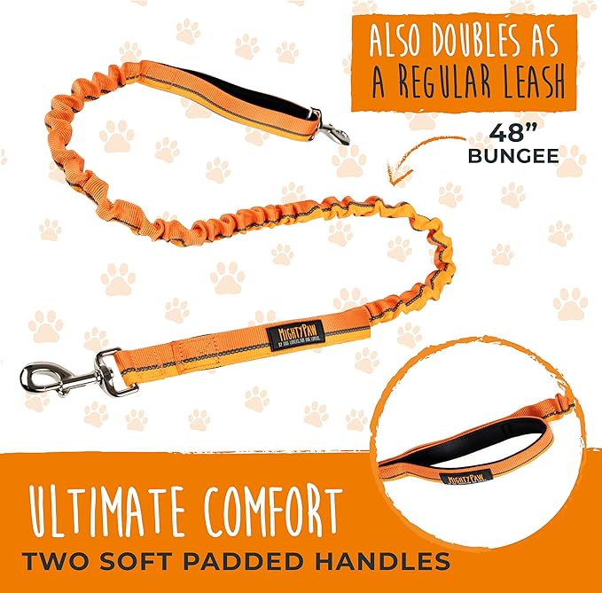 Mighty Paw Hands Free Dog Leash | Bungee Waist Leash for Dog Walking. Dog Running Leash Hands Free. Hands Free Leash for Large Dogs, Medium & Small Dogs. Dog Leash Waist Belt (36" - 48") Up To 150 lbs