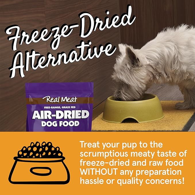 Real Meat Air Dried Dog Food w/ Real Lamb - Four 5lb Bag of USA-Crafted Grain-Free Real Meat Dog Food Sourced from Hormone-Free, Free-Range, Grass-Fed Lamb - Digestible, Natural, High Protein Lamb