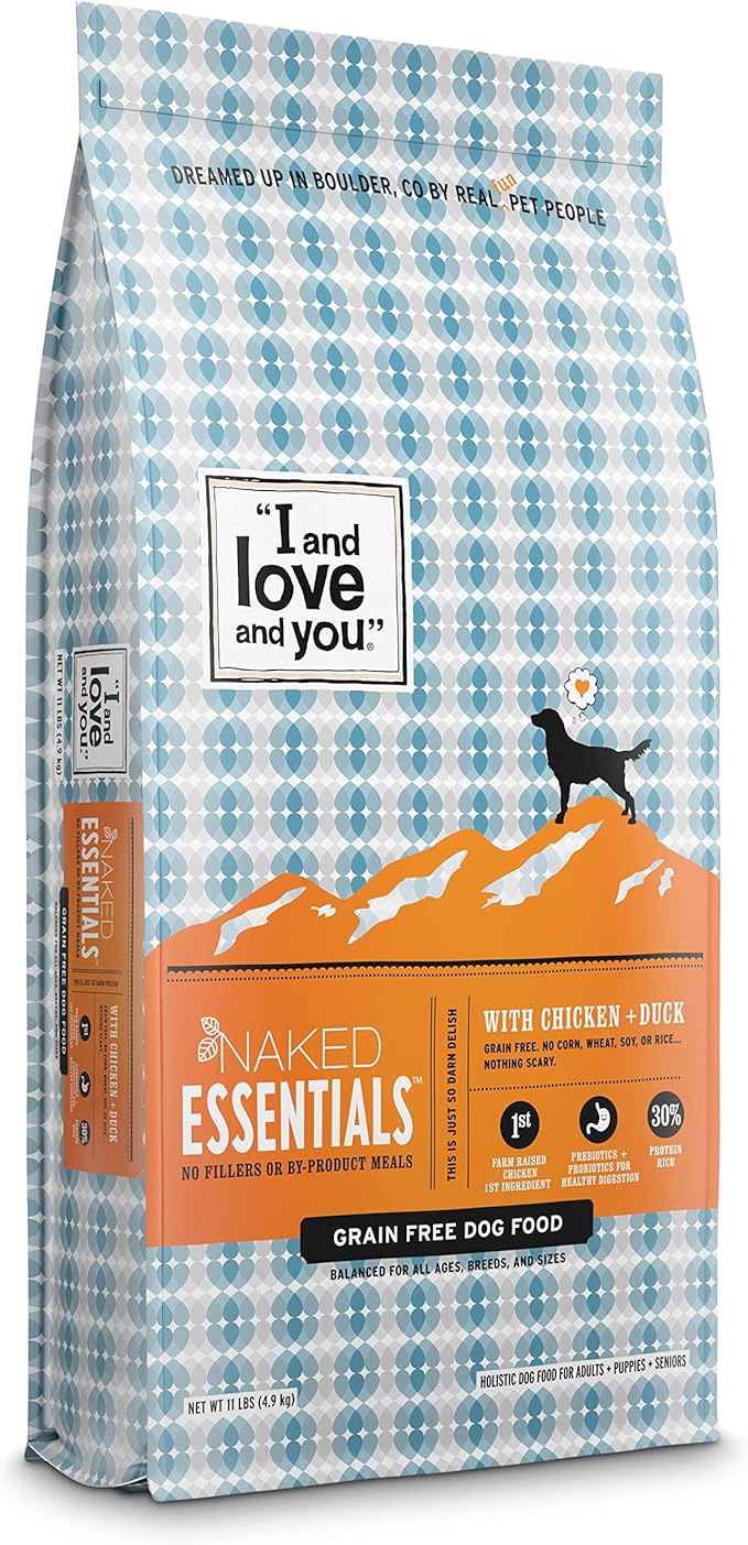 I and love and you Naked Essentials Dry Dog Food - Chicken + Duck - High Protein, Real Meat, No Fillers, Prebiotics + Probiotics, 11lb Bag