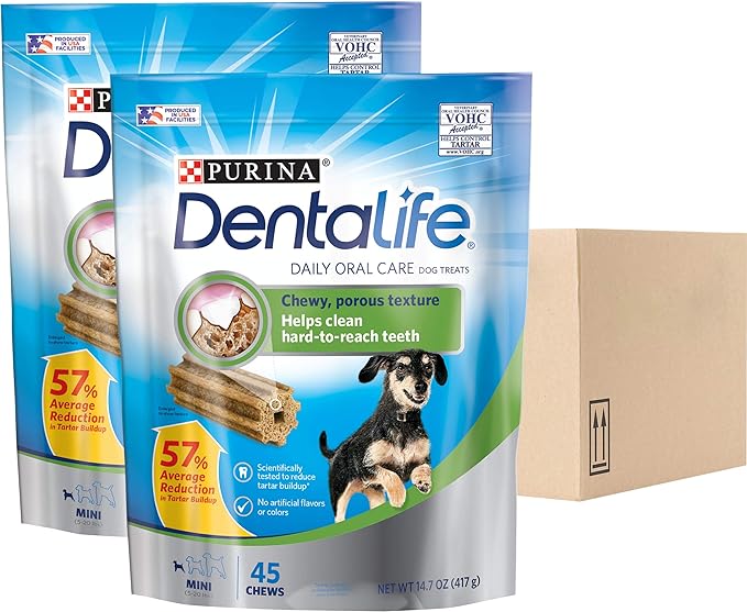 Dentalife DentaLife Oral Care Small and Toy Breed Mini Adult Dog Chew Treats , (Pack of 2) 90 Treats Total