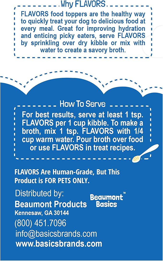 Flavors Food Topper for Dogs, Delicious Seasoning for Dog Food, Natural, Grain-Free Kibble Seasoning and Treat Mix for Picky Dogs and Puppies, White Cheddar Recipe, 3.1-Ounce