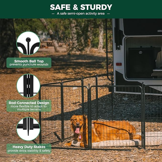 FXW Rollick Dog Playpen for Yard, RV CampingâPatented, 40 inch 48 Panels