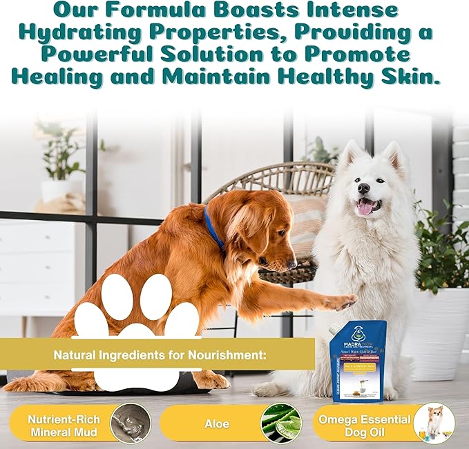 Madra Mor Milk & Honey Mud Spa Bath for Dogs | Dog Bath for Dog Grooming | 10oz Pouch Mud Bath Dog Essentials with Multi-Purpose Key Chain