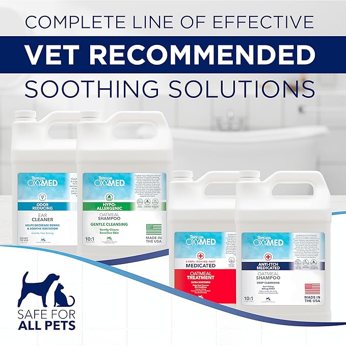TropiClean Oxymed Cat & Dog Ear Cleaner Solution | Care Solution for Pet Ears | Suitable for Dogs & Cats | 1 Gallon