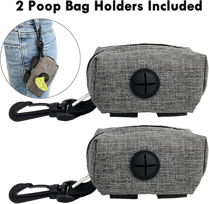 2 Pack Dog Poop Bag Holder, Poop Bag Holders for Leashes, Pet Dog Waste Bag Dispenser Leash Attachment – Fits Any Dog Leash – Includes 2 Pack Poop Bag Dispenser