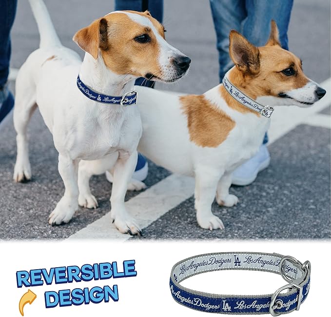 Pets First Los Angeles Dodgers Reversible MLB Dog Collar, Large. Premium Home & Away Two-Sided Pet Collar Adjustable with Metal Buckle. Your Favorite Baseball Team Pet Collar (LAD-3280-LG)