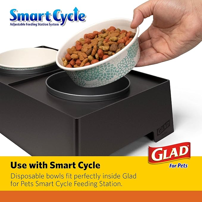 Glad for Pets Disposable Feeding Bowls | Small Disposable Dog Bowls in Assorted Designs| 1.75 Cup Feeding Size, 200 Count - Dog Bowls are Great for Dry and Wet Dog Food or Water