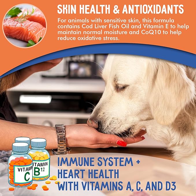 12-in-1 Dog Vitamins & Probiotics 120 Soft Chews - Organic Multivitamin with Glucosamine for Dogs - Joint Support Supplement for Dogs of All Ages,Sizes, & Breeds,Supports Skin,Heart,Immunity