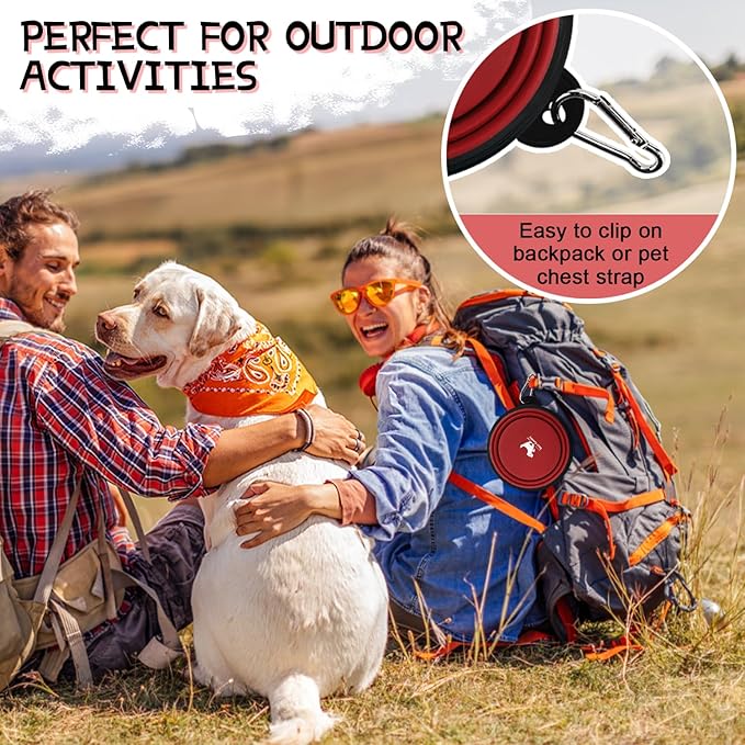 Collapsible Dog Bowls for Travel, 2-Pack Dog Portable Water Bowl for Dogs Cats Pet Foldable Feeding Watering Dish for Traveling Camping Walking with 2 Carabiners, BPA Free