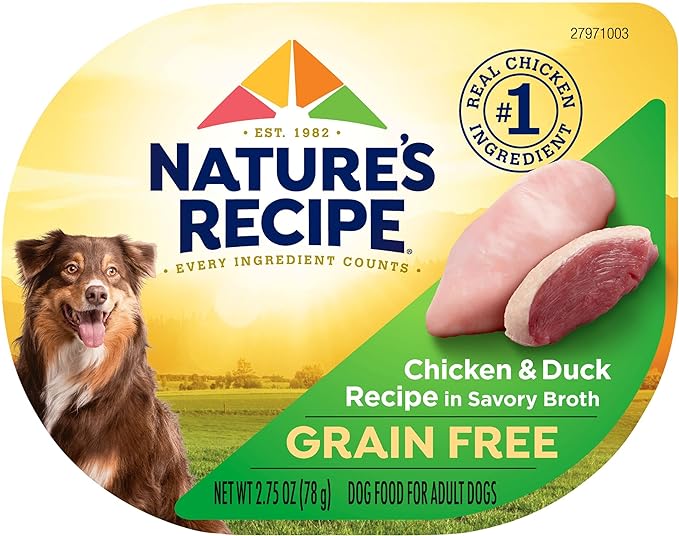 Nature's Recipe Grain Free Wet Dog Food, Chicken & Duck Recipe, 2.75 Ounce Cup (Pack of 12)