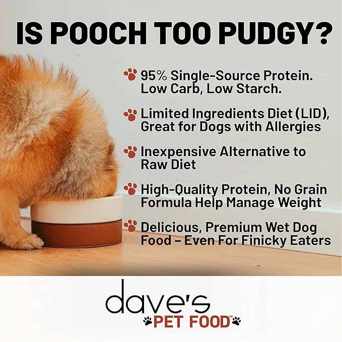 Dave's Pet Food Grain Free Wet Dog Food (95% Chicken & Chicken Liver), Made in USA Single-Source Protein, Limited Ingredients Added Vitamins & Minerals, 12.5 oz Cans (Case of 12)
