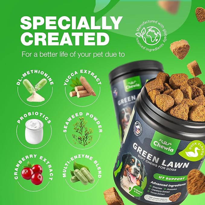 Grass Burn Spot Chews for Dogs - Dog Urine Neutralizer for Lawn - Grass Savers for Dog Urine - Dog Pee Lawn Spot Saver Caused by Dog Urine - Grass Treatment Rocks - Probiotics, Enzymes & Multivitamins