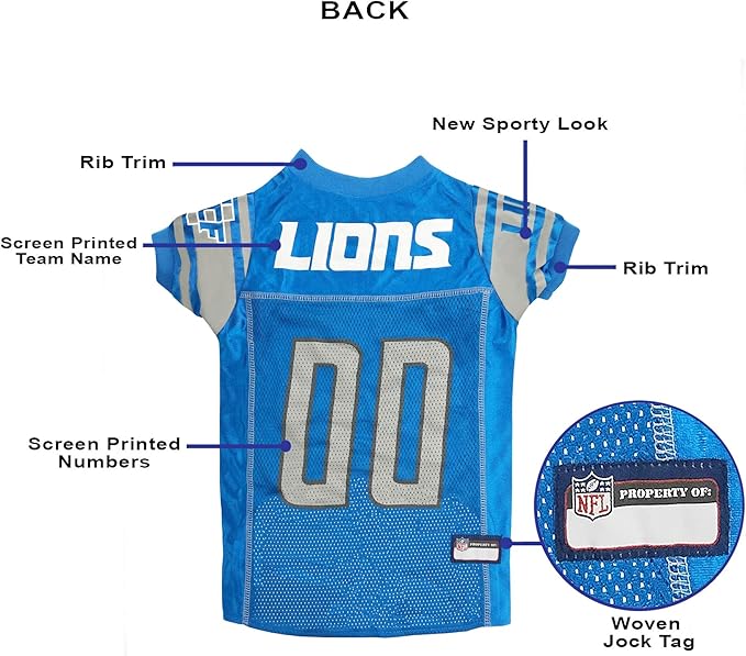 NFL Detroit Lions Dog Jersey, Size: Medium. Best Football Jersey Costume for Dogs & Cats. Licensed Jersey Shirt