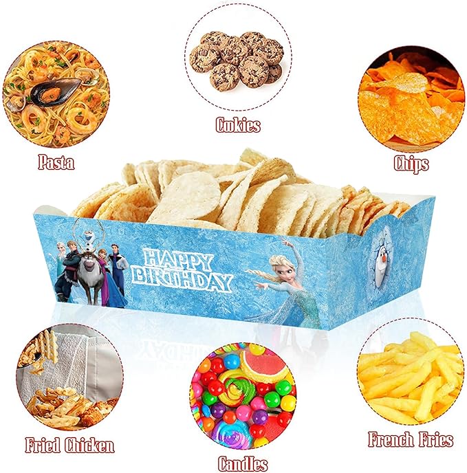 30Pack Frozen Birthday Party Supplies, Frozen Food Tray Party Favors Paper Food Serving Tray,Frozen Paper Trays.5.5 x 4.5 x2IN