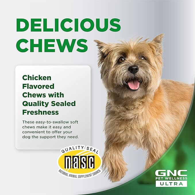 GNC Pets Ultra Multivitamin Soft Chews, Puppies, Chicken Flavor. 60-ct in 4.6 Oz Canister | Multivitamins for Puppies in Chicken Flavored Chewables from Pets Ultra