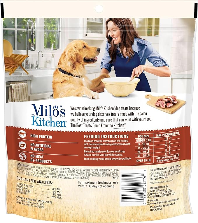 Milo's Kitchen Homestyle Dog Treats, Steak Grillers, 10 Ounce, High Protein, No Artifical Flavors