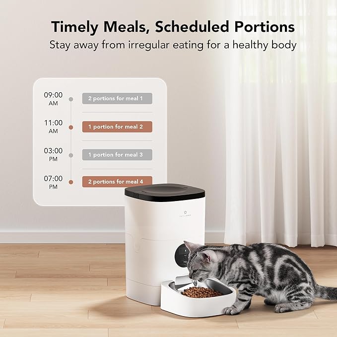 PETLIBRO Automatic Cat Feeder, Wi-Fi Automatic Cat Food Dispenser with Timer Interactive Voice Recorder, Auto Cat Feeder with 1-4 Meals Control Dry Food