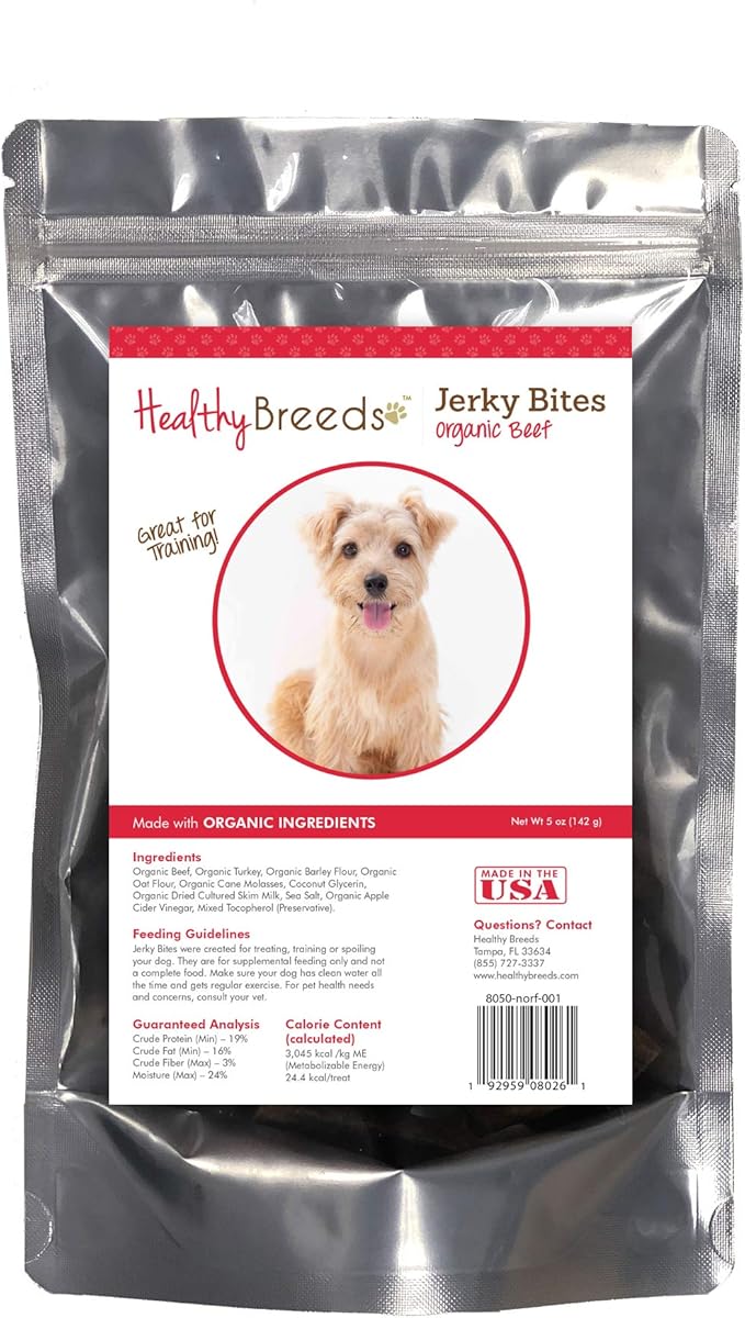 Healthy Breeds Norfolk Terrier Jerky Bites Beef Recipe Dog Treats 5 oz