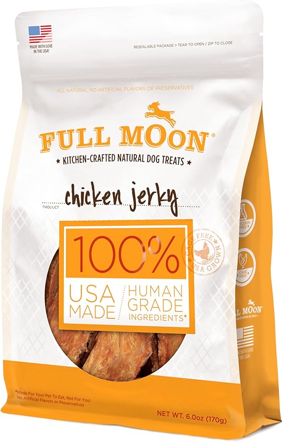 Full Moon All Natural Human Grade Dog Treats, Chicken Jerky, 12.5 Ounce