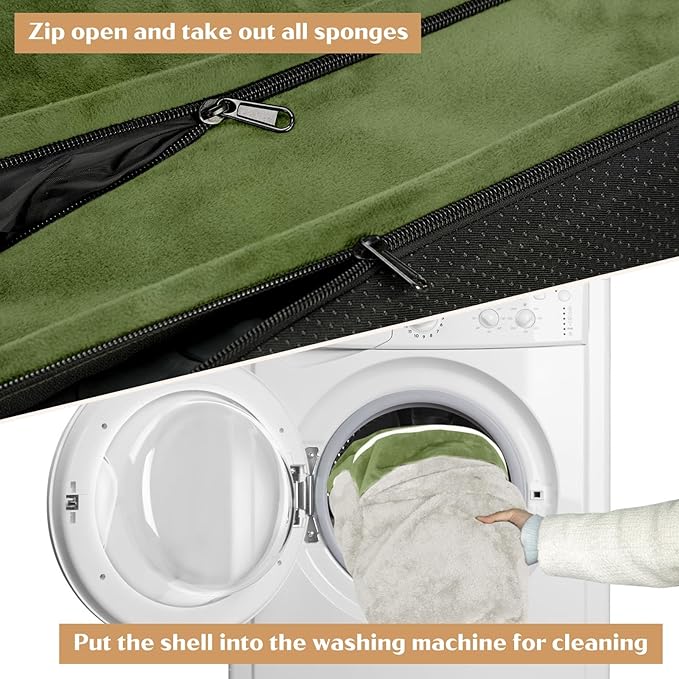 XXL Orthopedic Dog Bed for Extra Large Dogs, Orthopedic Foam Dog Beds Washable, Waterproof Dog Sofa Bed with Removable Cover & Non-Slip Bottom(XX-large,Light Green)