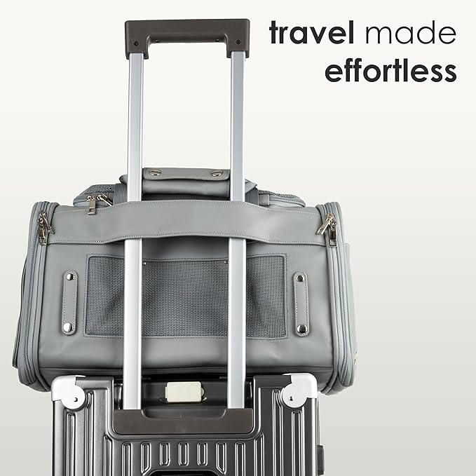 TSA Airline Approved PU Leather Luxury Pet Carrier - Size XS/S - for Small Dogs and Cats