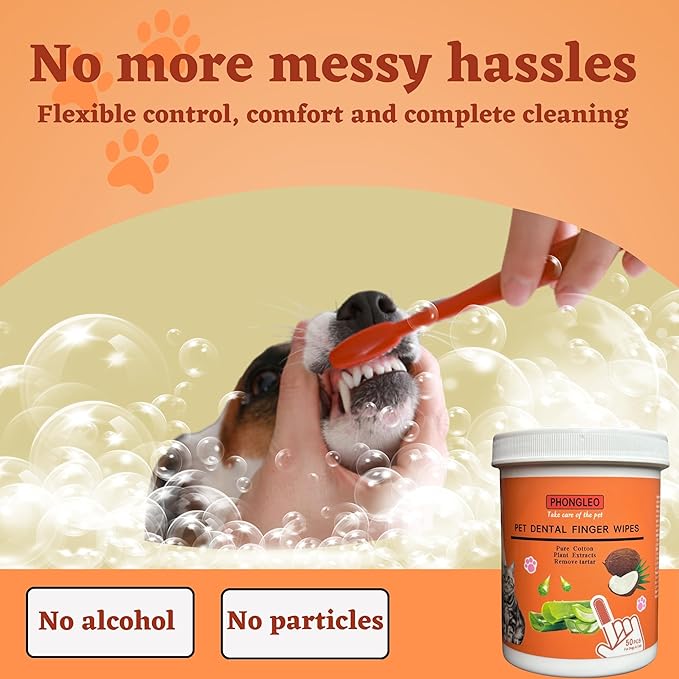 Dog Dental Wipes Dog Teeth Cleaning Wipes Toothbrush Finger Dog Treats Cat Treats Dog Toothpaste Dog Toothbrush Dog Bones Dog Products Dog Tooth Brushing Kit Cat Toothbrush Dog Treats 50 PCS