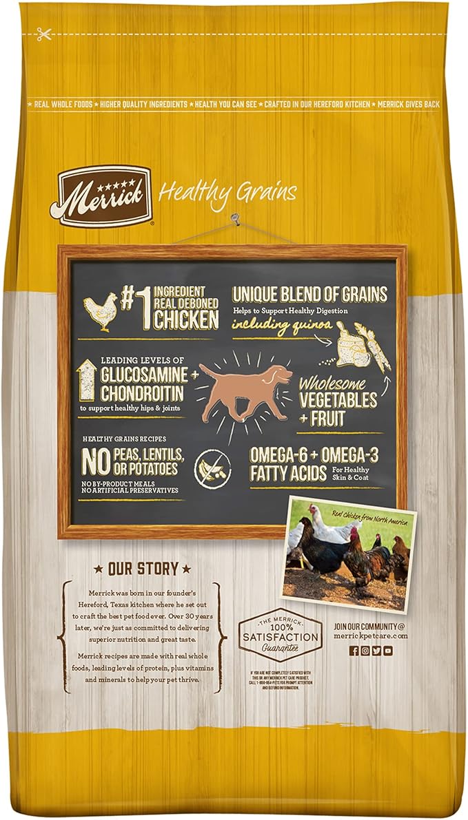 Merrick Healthy Grains Premium Adult Dry Dog Food, Wholesome and Natural Kibble, Healthy Weight Recipe - 25.0 lb. Bag