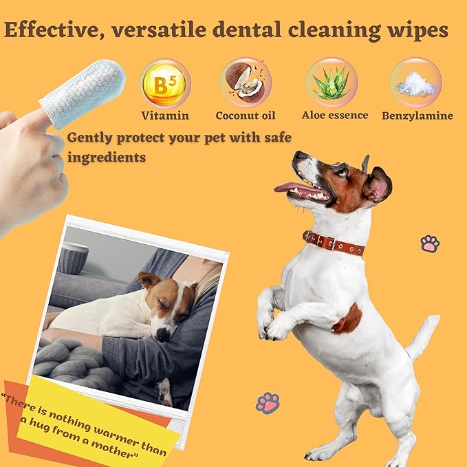 Dog Dental Wipes Dog Teeth Cleaning Wipes Toothbrush Finger Dog Treats Cat Treats Dog Toothpaste Dog Toothbrush Dog Bones Dog Products Dog Tooth Brushing Kit Cat Toothbrush Dog Treats 50 PCS