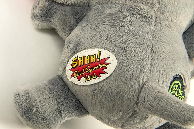goDog Crazy Hairs Elephant Silent Squeak Plush Dog Toy, Chew Guard Technology - Gray, Large