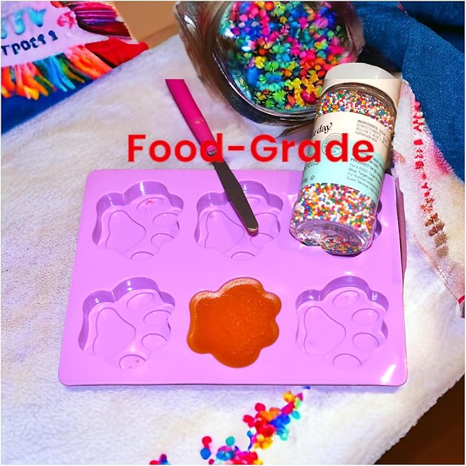 (4-Pack) Dog Paw & Bone Pink Chocolate Melt Making Silicone Mold - Treat Fondant, Hard Candy, (Oven Safe, Dishwasher Safe) Food-Grade, BPA-Free
