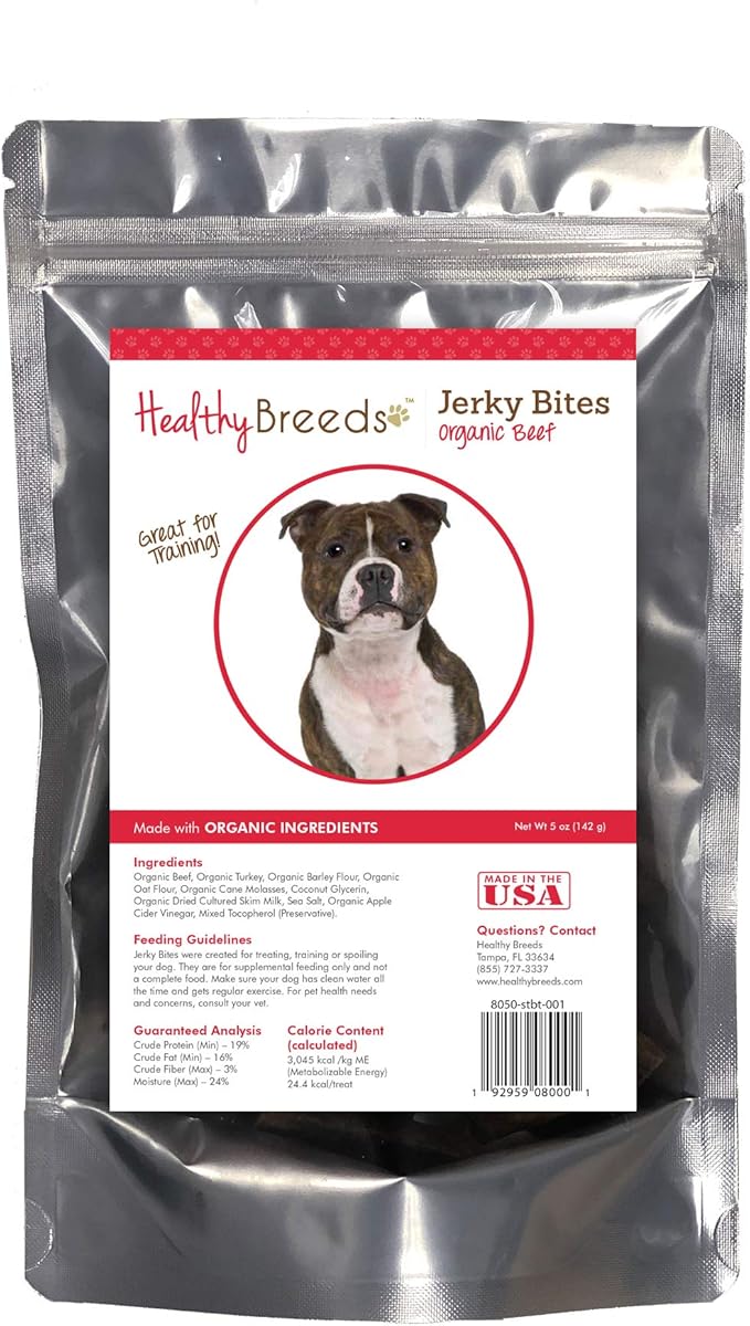 Healthy Breeds Staffordshire Bull Terrier Jerky Bites Beef Recipe Dog Treats 5 oz