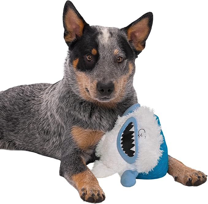 goDog Holiday Collection Mixed Materials TPE-Plush Yeti Squeaky Dog Toy, Chew Guard Technology - White, One Size