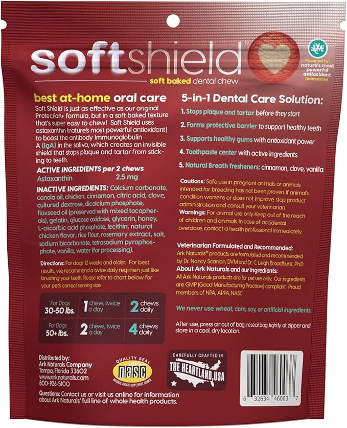 Ark Naturals Soft Shield Protection+ Brushless Toothpaste, Dog Dental Chews for Large Breeds, Stops Plaque and Tartar, Freshens Breath, 18oz, 1 Pack