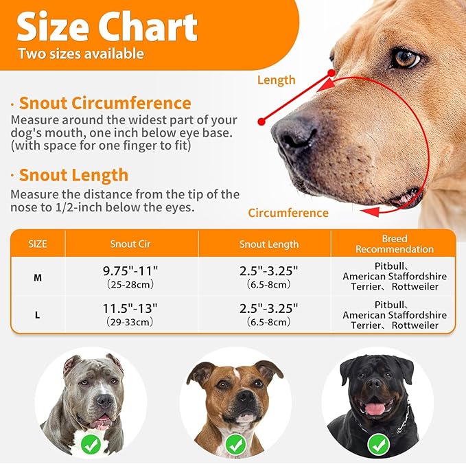 Mayerzon Pitbull Muzzle, Basket Muzzle for Medium Large Sized Dogs to Prevent Biting Scavenging Chewing, Soft Rottweiler Muzzle for Walking Training, Allow to Pant Drink, Lightweight and Sturdy