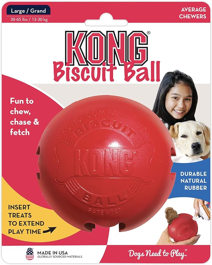 KONG - Biscuit Ball - Durable Rubber, Treat Dispensing Toy - for Large Dogs