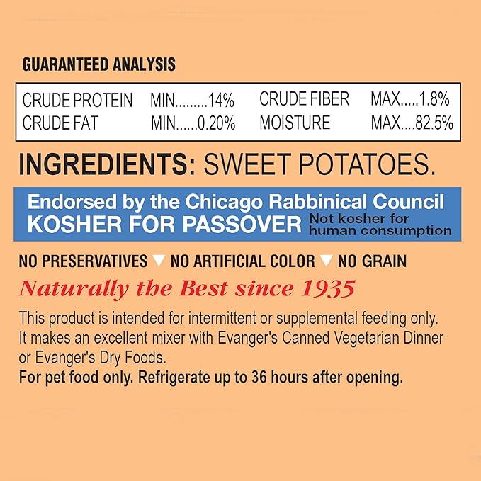 Evanger's Grain-Free Sweet Potato for Dogs & Cats - 24, 6 oz Cans