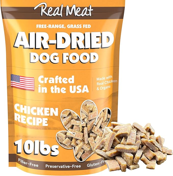 Real Meat Air Dried Dog Food w/Real USA Chicken - 10lb Bag of Grain-Free Real Meat Dog Food Sourced from Free-Range, Cage-Free Chicken - Digestible, All Natural, High Protein Chicken