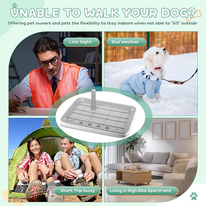 2 Pack Puppy Pee Pad Holder Easy Clean Dog Potty Tray with Diversion Column Nonslip Heighten Dog Litter Box Corner Floor Protection Portable for Small Medium Dog Indoor, White(20x15x1.5 Inch)