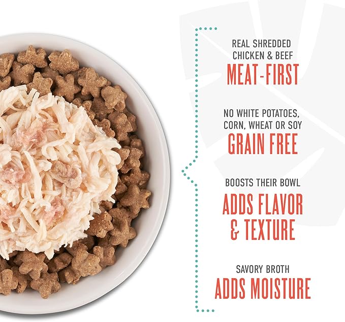 Tiki Dog Born Carnivore Protein Booster Dog Food Topper, Chicken and Beef Recipe in Broth, 2.1 oz. Pouch (12 Count)